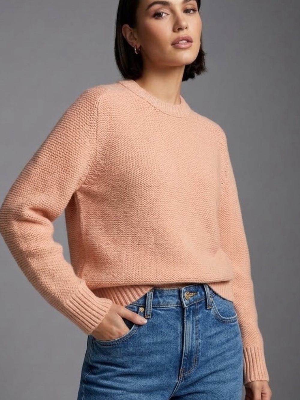 Abercrombie & Fitch Ultra Soft Peach Cotton Knit Oversized Sweater S/M